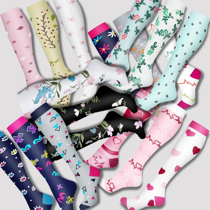 ErgiloJoy - 3-pack mönstrade stödstrumpor