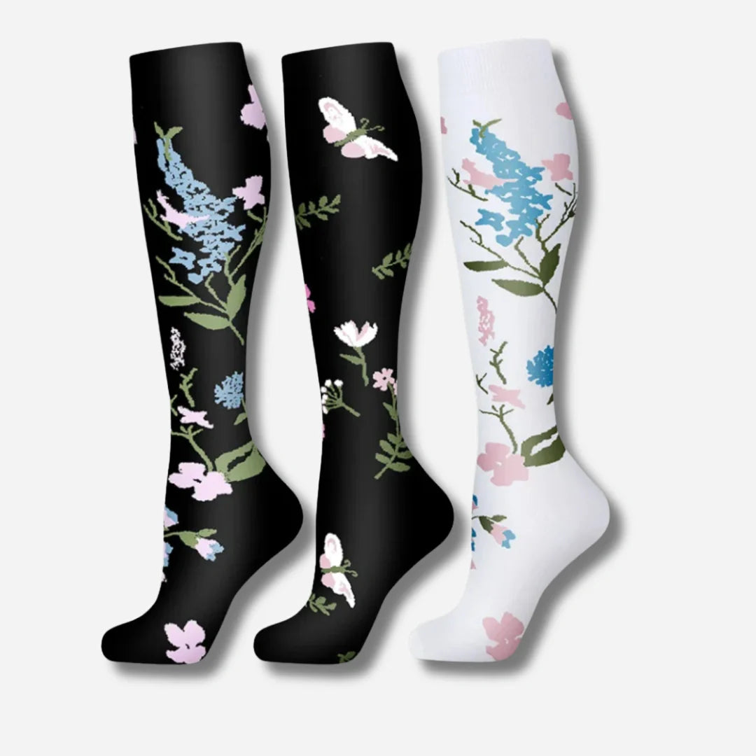 ErgiloJoy - 3-pack mönstrade stödstrumpor
