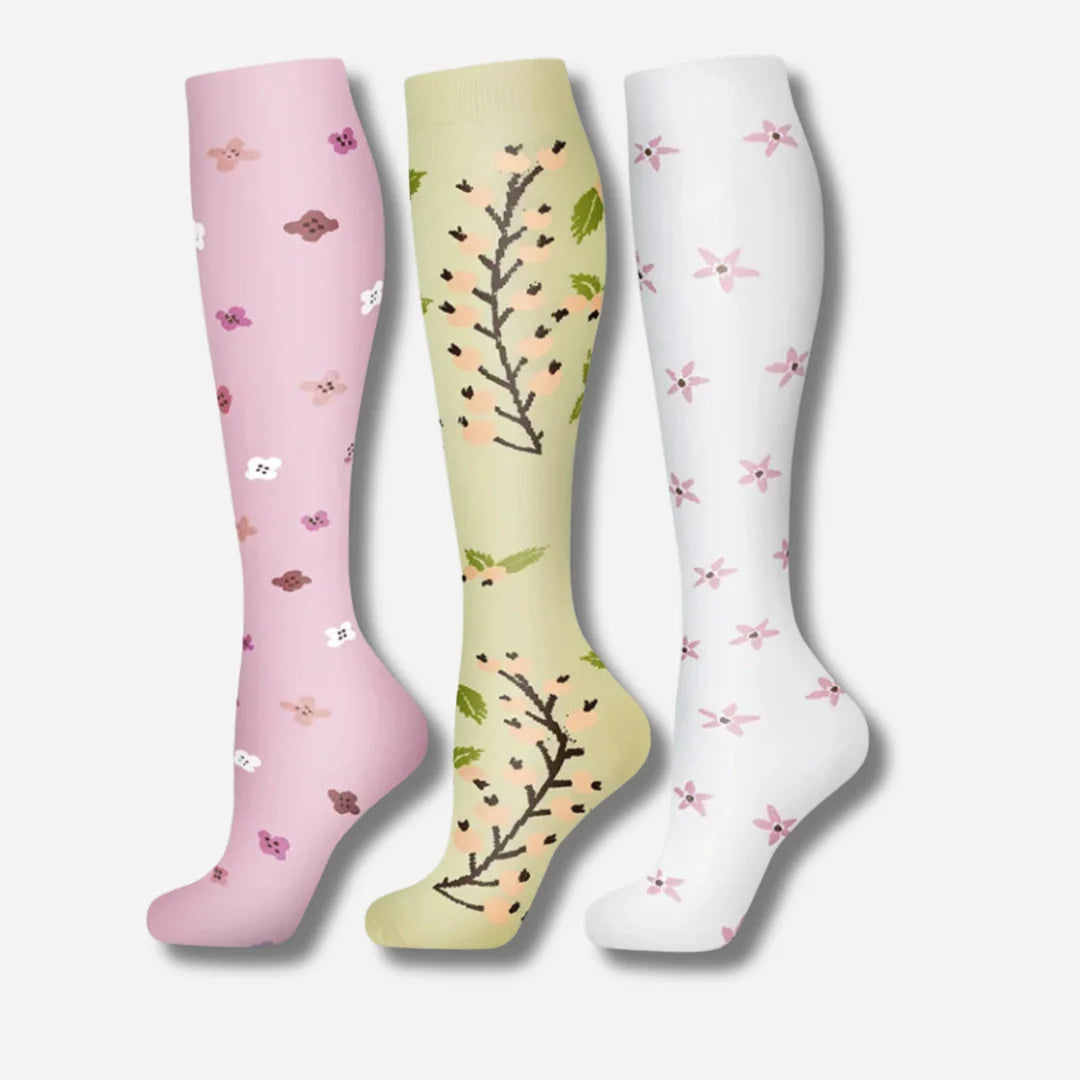 ErgiloJoy - 3-pack mönstrade stödstrumpor