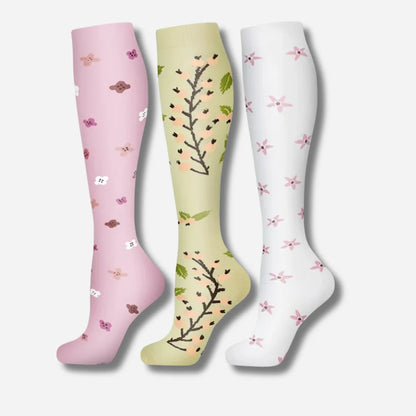 ErgiloJoy - 3-pack mönstrade stödstrumpor