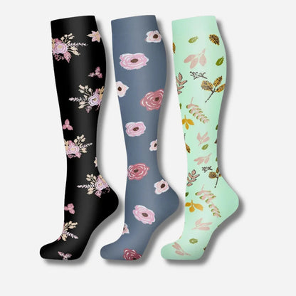 ErgiloJoy - 3-pack mönstrade stödstrumpor