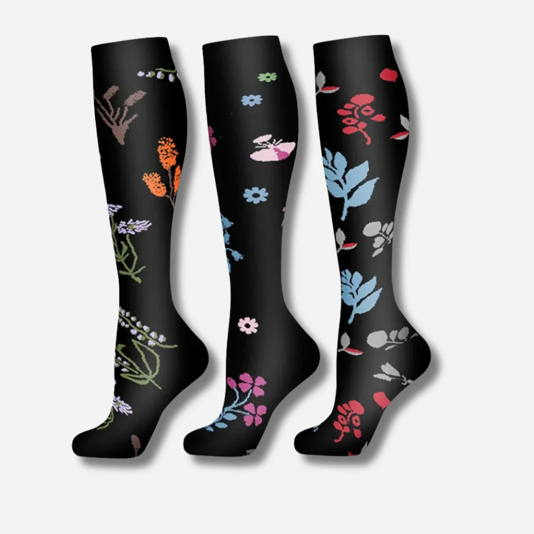 ErgiloJoy - 3-pack mönstrade stödstrumpor