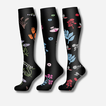 ErgiloJoy - 3-pack mönstrade stödstrumpor