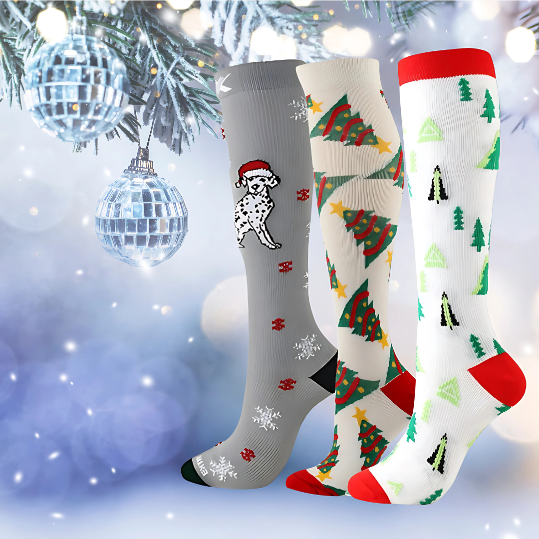 ErgiloJoyful 3-pack - Stödstrumpor med julmotiv