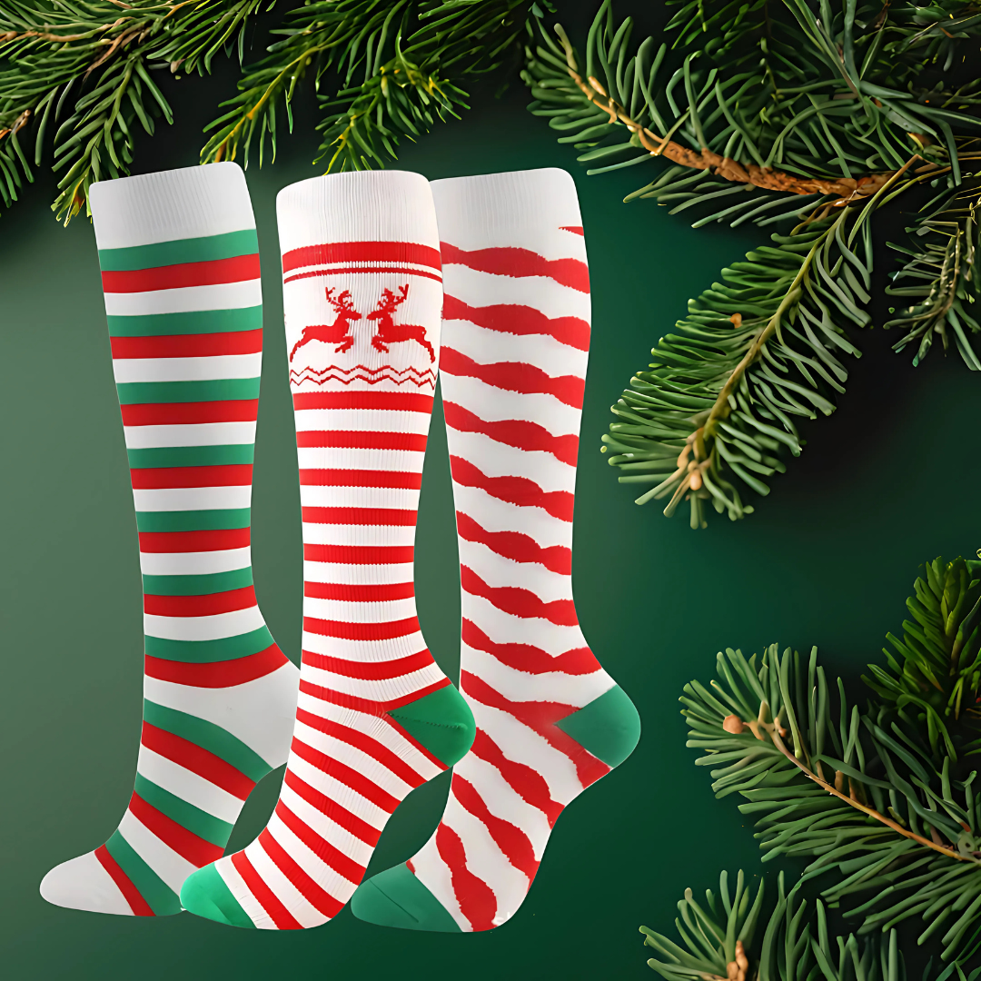 ErgiloJoyful 3-pack - Stödstrumpor med julmotiv