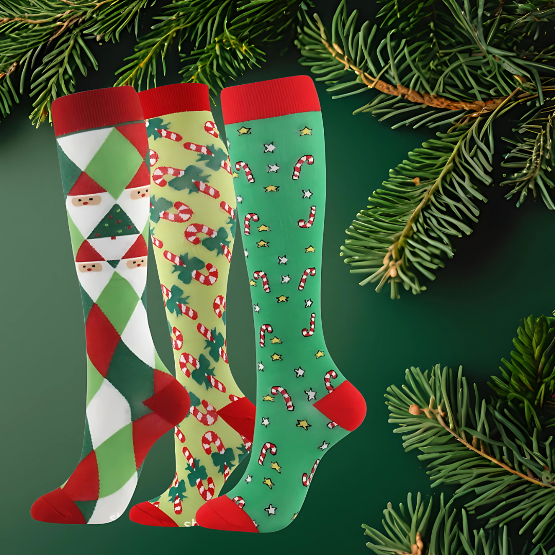 ErgiloJoyful 3-pack - Stödstrumpor med julmotiv