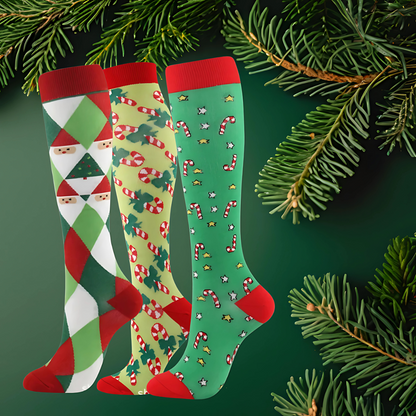 ErgiloJoyful 3-pack - Stödstrumpor med julmotiv