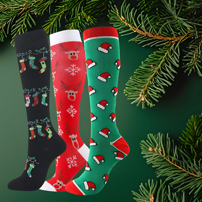 ErgiloJoyful 3-pack - Stödstrumpor med julmotiv