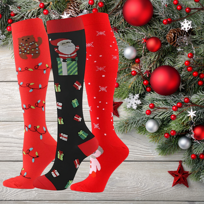 ErgiloJoyful 3-pack - Stödstrumpor med julmotiv