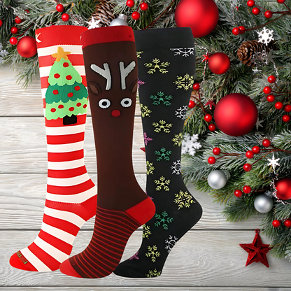 ErgiloJoyful 3-pack - Stödstrumpor med julmotiv