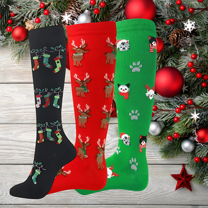 ErgiloJoyful 3-pack - Stödstrumpor med julmotiv