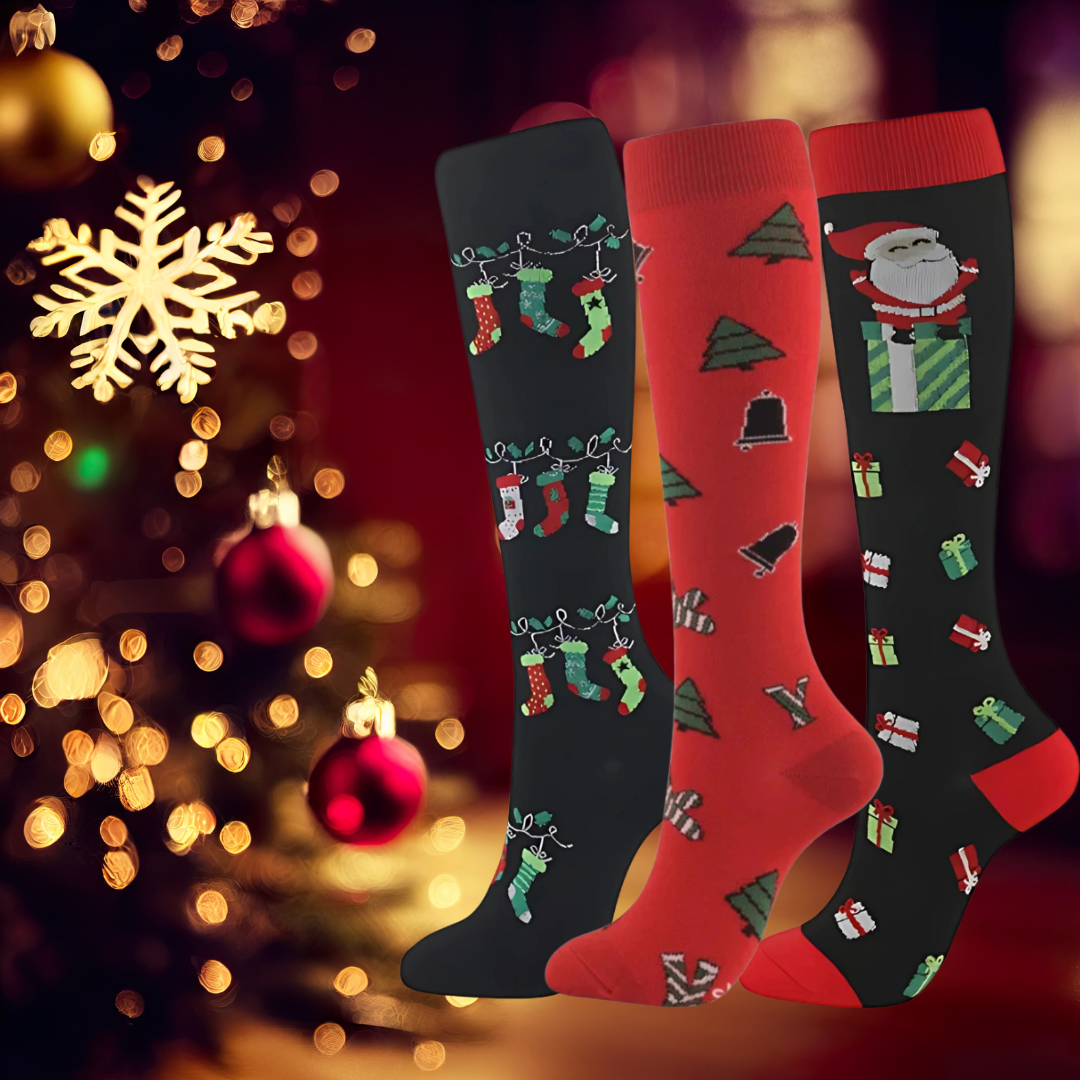 ErgiloJoyful 3-pack - Stödstrumpor med julmotiv