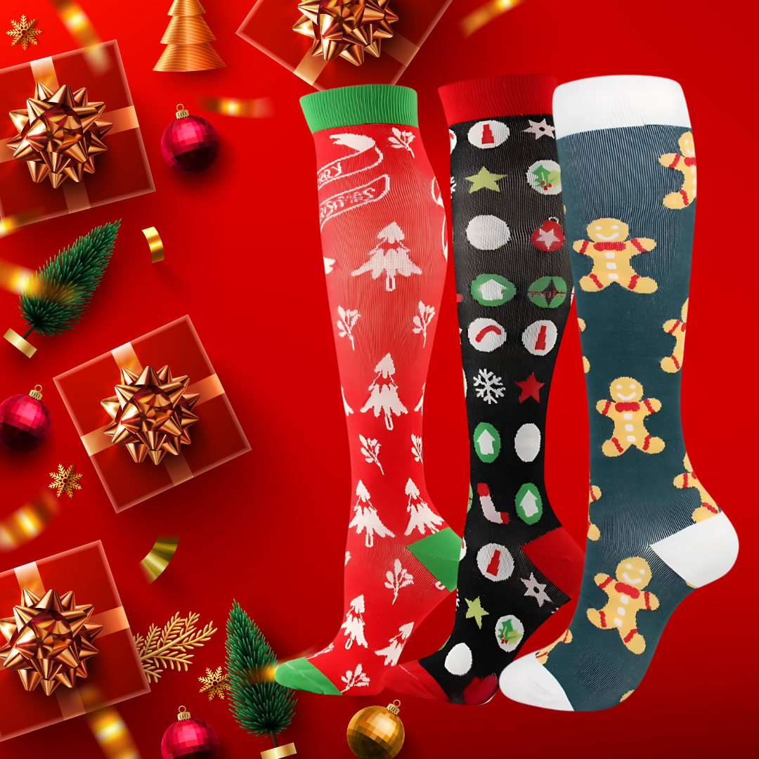 ErgiloJoyful 3-pack - Stödstrumpor med julmotiv