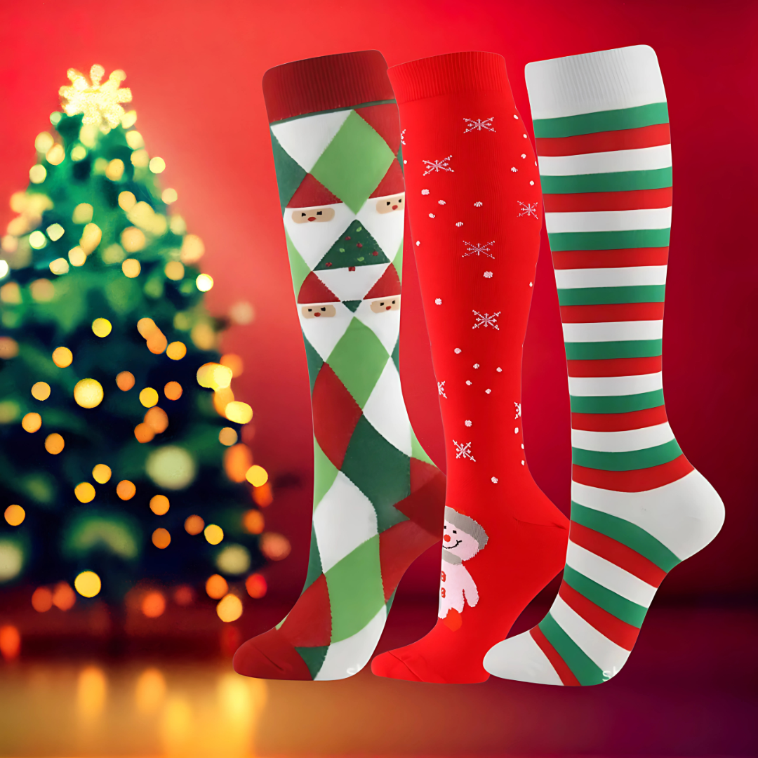 ErgiloJoyful 3-pack - Stödstrumpor med julmotiv