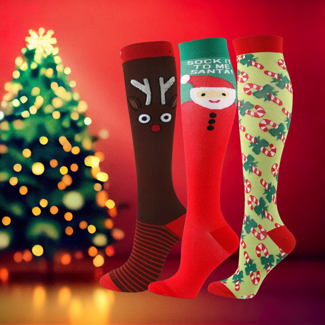 ErgiloJoyful 3-pack - Stödstrumpor med julmotiv