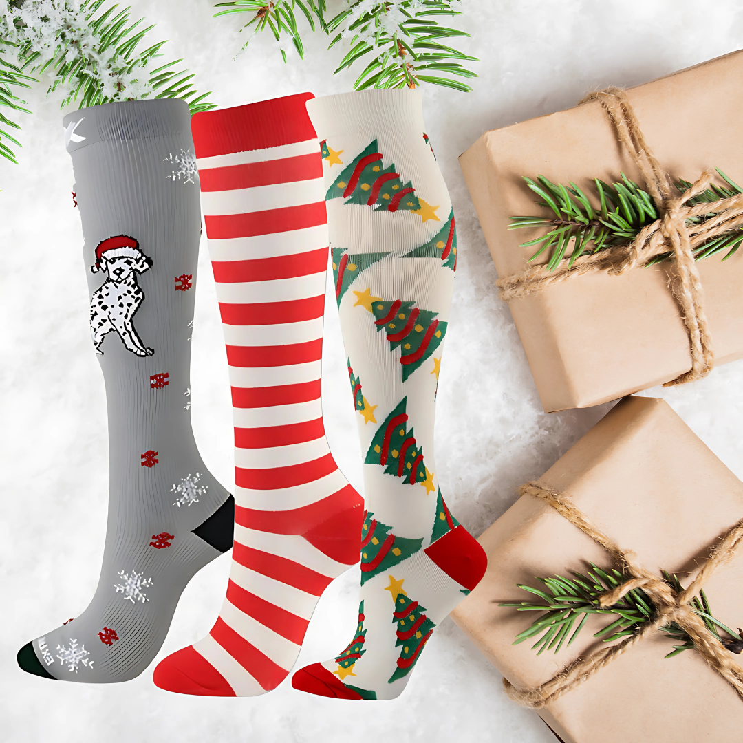 ErgiloJoyful 3-pack - Stödstrumpor med julmotiv