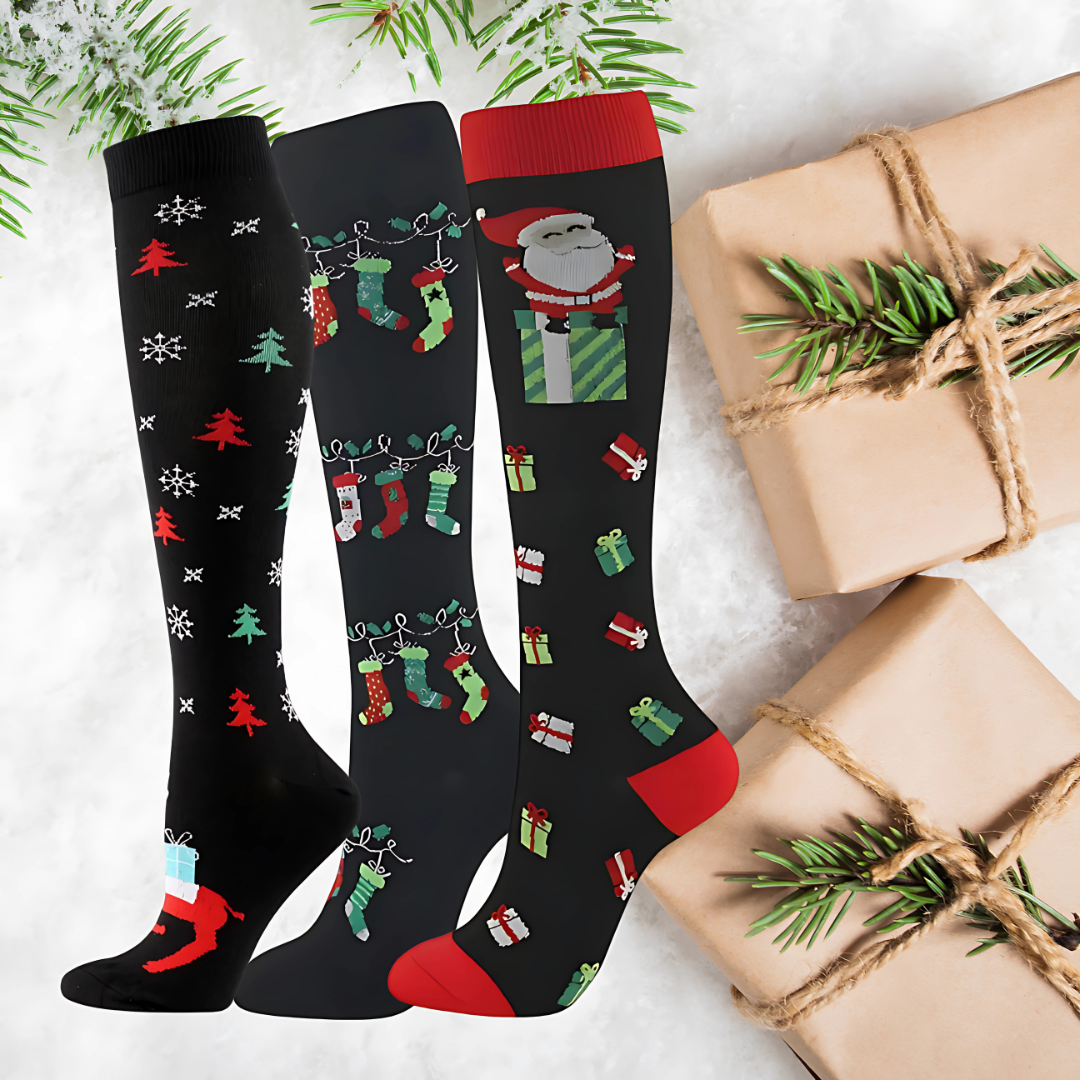 ErgiloJoyful 3-pack - Stödstrumpor med julmotiv