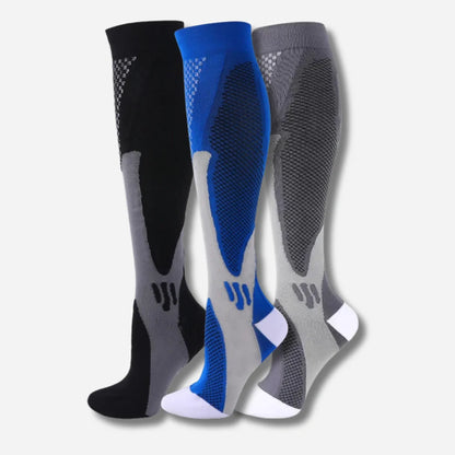 ErgiloActive – Knähöga stödstrumpor i sportigt 3-pack