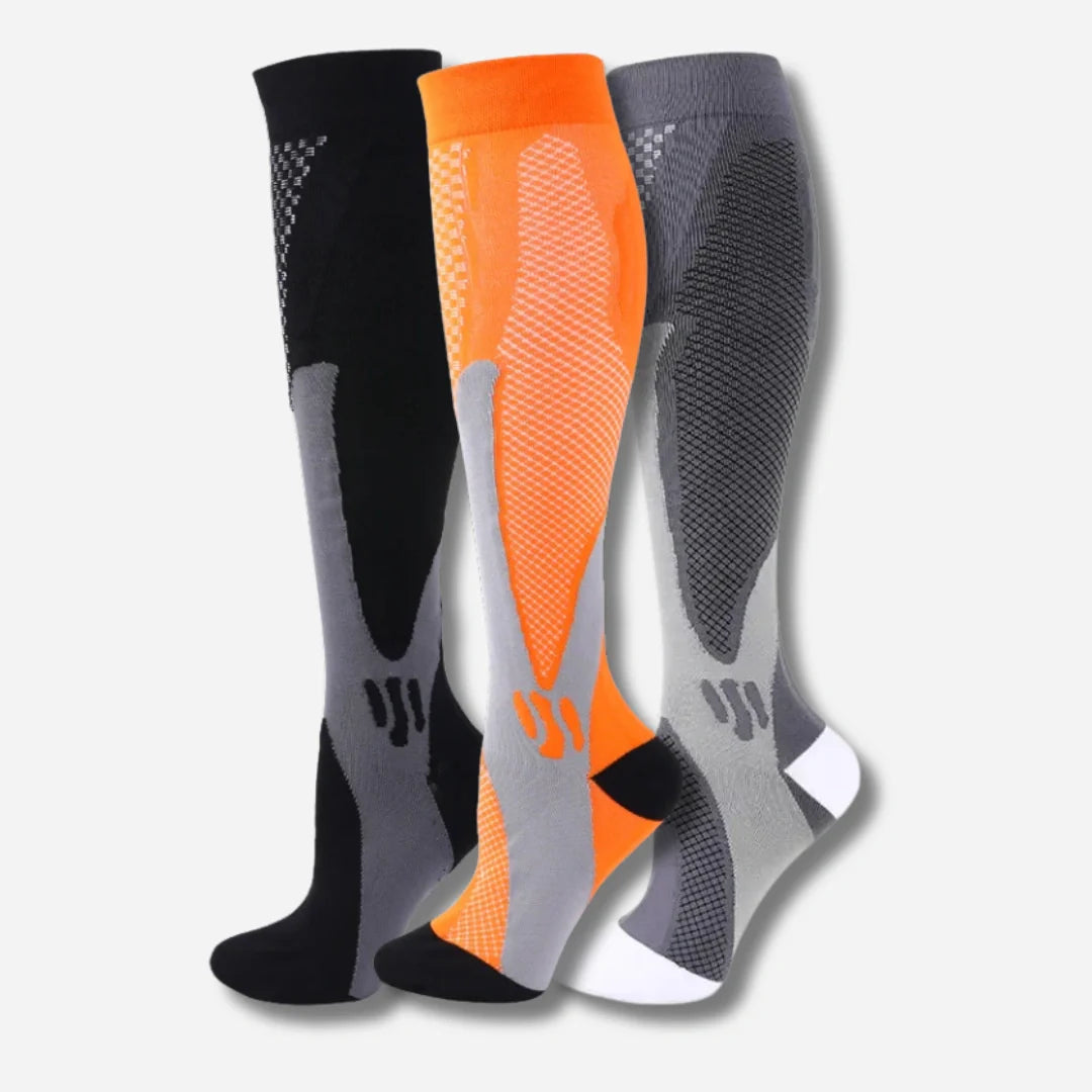ErgiloActive – Knähöga stödstrumpor i sportigt 3-pack